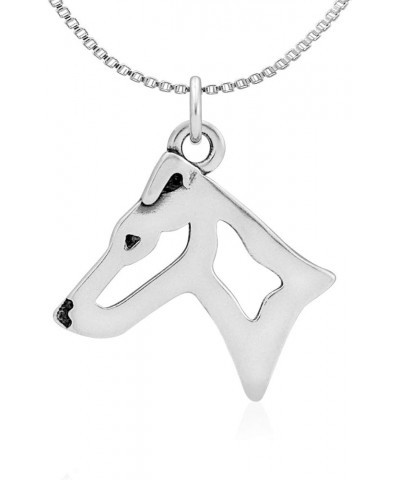 Sterling Silver Smooth Fox Terrier Pendant, Head Pendant w/ 16" Box Chain $37.85 Necklaces