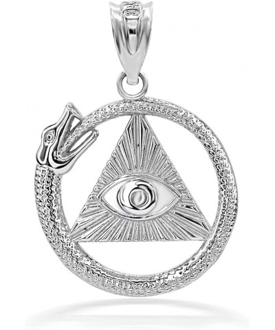 Solid .925 Sterling Silver Ouroboros Snake The eye Of Horus/Ra All Seeing Eye Pendant Necklace - Choose Pendant Only or Neckl...