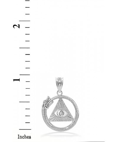 Solid .925 Sterling Silver Ouroboros Snake The eye Of Horus/Ra All Seeing Eye Pendant Necklace - Choose Pendant Only or Neckl...