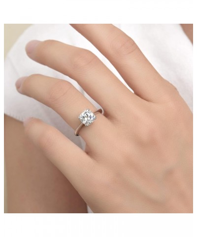 Moissanite Engagment Rings for Women 2ct Diameter 7.5mm Cushion Cut 2.8mm Width 8 Prongs Light Blue Moissanite Wedding Ring S...