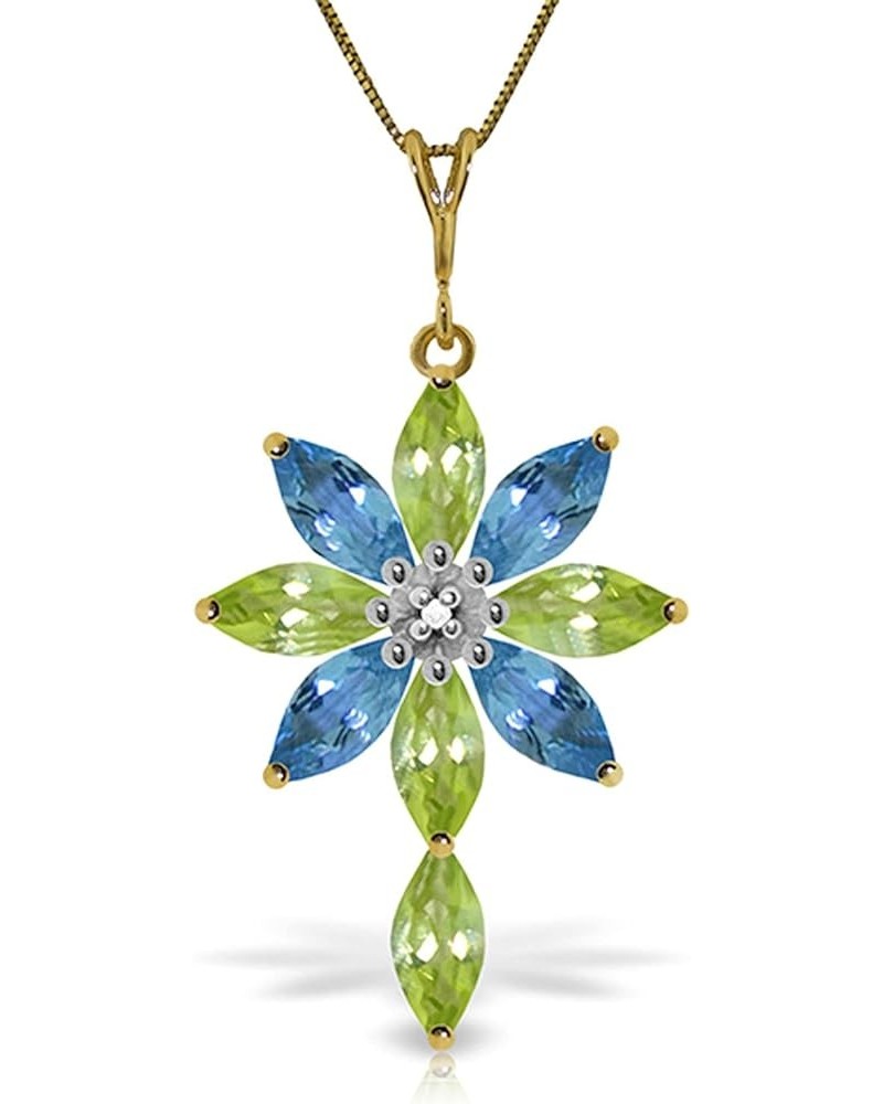 14k Yellow, White, Rose Gold Necklace with Peridot, Blue Topaz and Diamond Pendant Yellow Gold 20.0 Inches $142.68 Necklaces