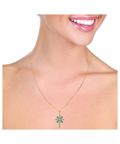 14k Yellow, White, Rose Gold Necklace with Peridot, Blue Topaz and Diamond Pendant Yellow Gold 20.0 Inches $142.68 Necklaces