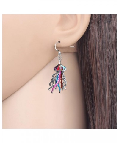 Enamel Alloy Jellyfish Earrings Dangle Novelty Sea Life Jewelry Charms Cute Gifts for Women Girls Kids Multi $9.85 Earrings