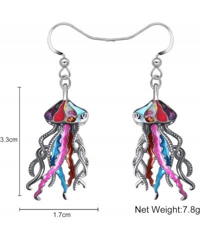 Enamel Alloy Jellyfish Earrings Dangle Novelty Sea Life Jewelry Charms Cute Gifts for Women Girls Kids Multi $9.85 Earrings