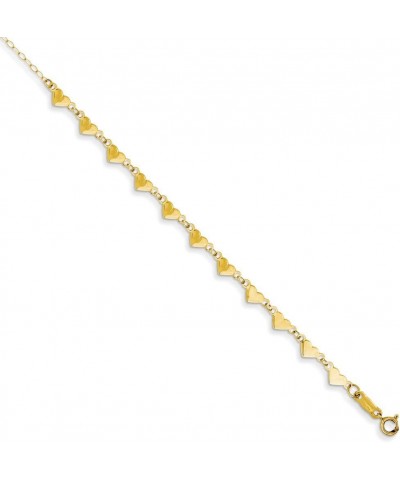 14K Yellow Gold Oval Link Chain with Hearts w/ 1in Ext Anklet $77.94 Anklets