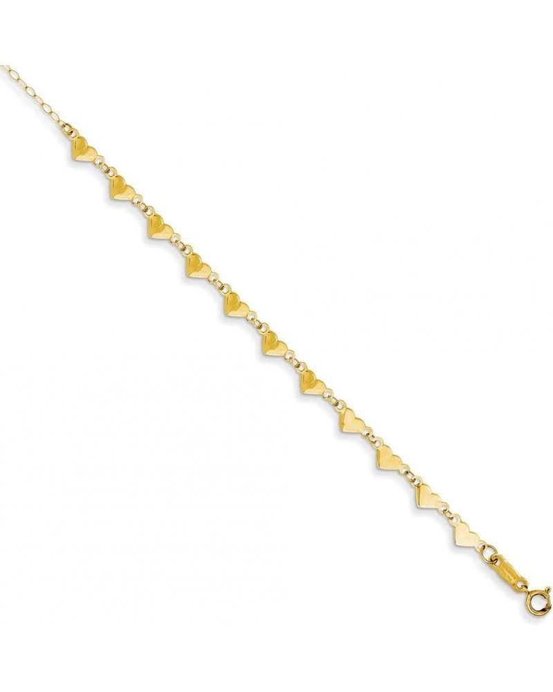 14K Yellow Gold Oval Link Chain with Hearts w/ 1in Ext Anklet $77.94 Anklets