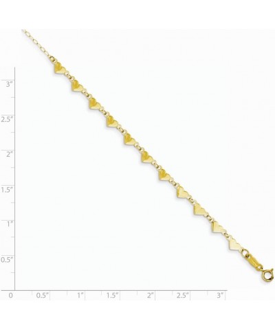 14K Yellow Gold Oval Link Chain with Hearts w/ 1in Ext Anklet $77.94 Anklets