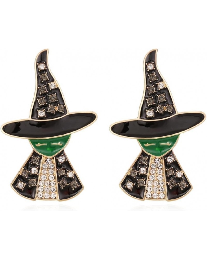 Witch Earrings for Women, Black Witch Hat Stud Earrings for Girls, Halloween Witch Earrings Hypoallergenic, Cubic Zirconia Wi...