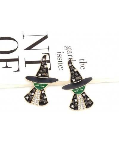 Witch Earrings for Women, Black Witch Hat Stud Earrings for Girls, Halloween Witch Earrings Hypoallergenic, Cubic Zirconia Wi...