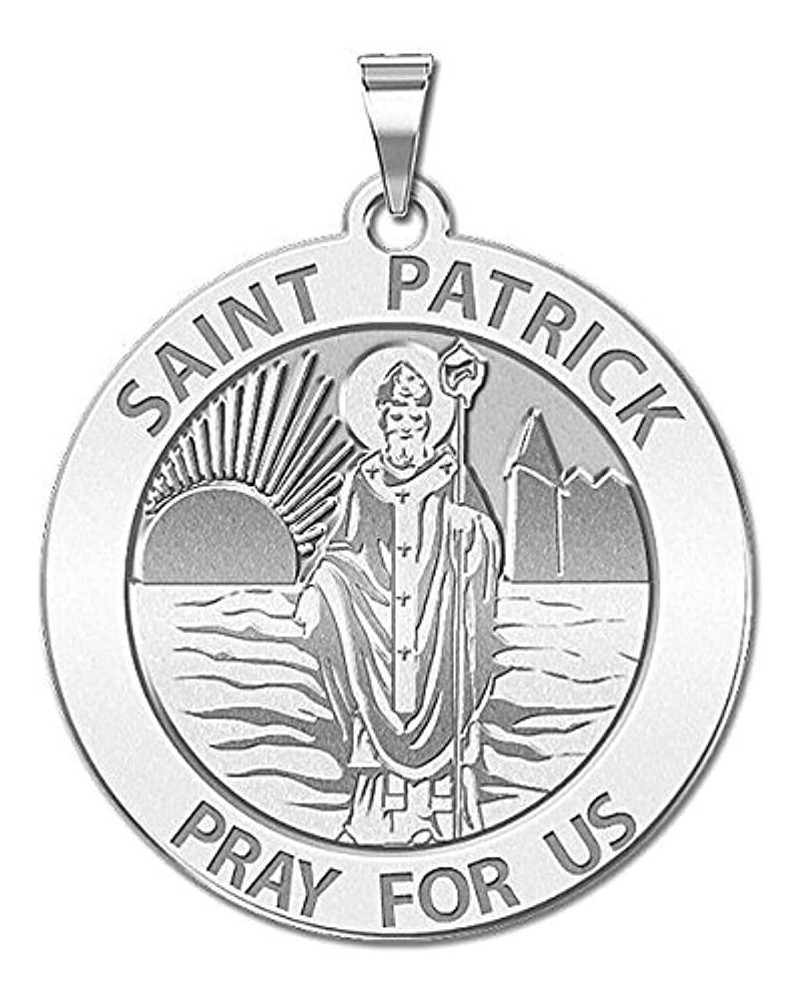 Saint Patrick Religious Medal - Sterling Silver 3/4 Inch Size of a Nickel $24.98 Pendants