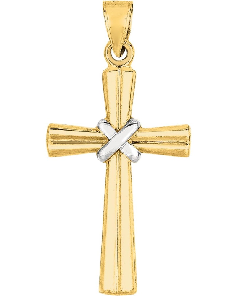 14k 2 Tone Gold Shiny Finish Cross Unisex Pendant $63.18 Pendants