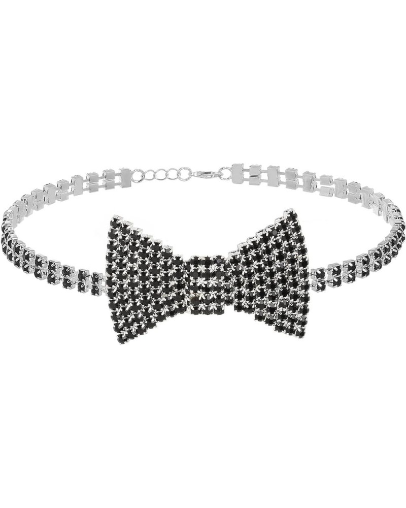 Sparkly Rhinestone Choker Glitter Bowtie Necklace Bowknot Tennis Chain Party Nightclub Wedding Costume Jewelry for Women and ...