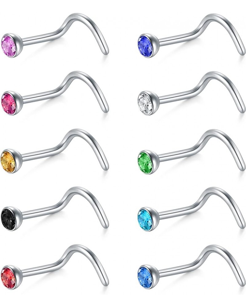 18G 20G Nose Studs Stainless Steel Screw Nose Rings Studs Nostrial Piercing Jewelry for Women Men 1.5MM 2MM 2.5MM 3MM T: 22g,...