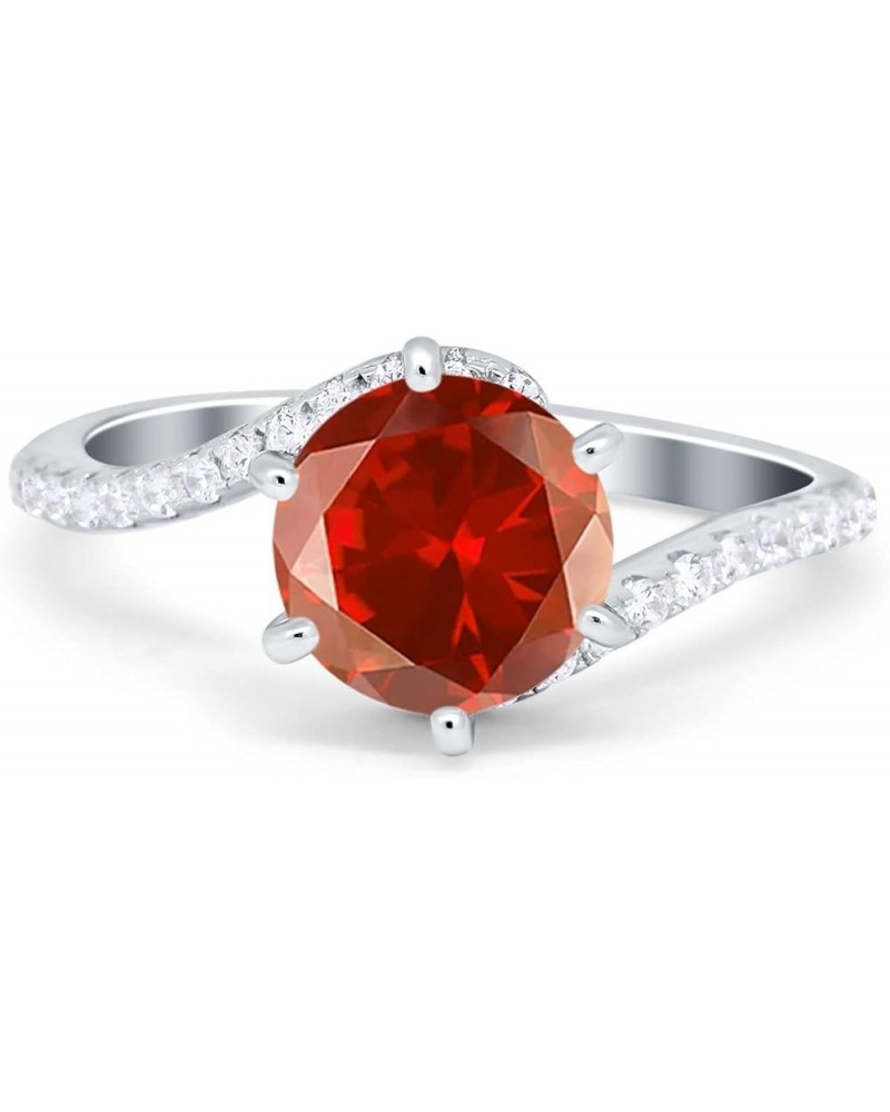 Art Deco Wedding Bridal Engagement Ring Round Simulated Cubic Zirconia 925 Sterling Silver Simulated Garnet CZ $18.47 Rings