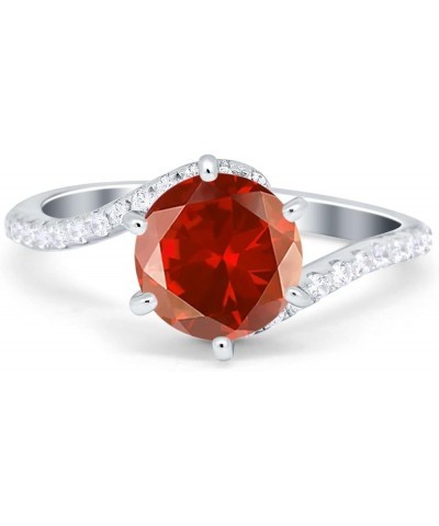 Art Deco Wedding Bridal Engagement Ring Round Simulated Cubic Zirconia 925 Sterling Silver Simulated Garnet CZ $18.47 Rings