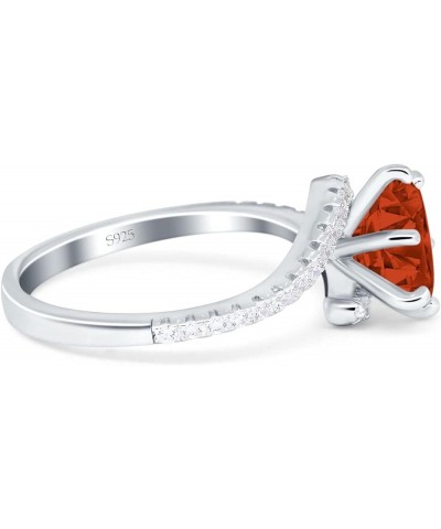 Art Deco Wedding Bridal Engagement Ring Round Simulated Cubic Zirconia 925 Sterling Silver Simulated Garnet CZ $18.47 Rings