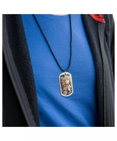 Cats and Butterflies Selfie Military Dog Tag Pendant Necklace with Cord $9.51 Necklaces