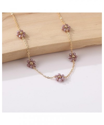 Daisy Flower Choker Necklace 14K Gold Plated Beaded Pearl Choker for Women Girls Jewelry Gifts Grey Daisy $8.64 Necklaces