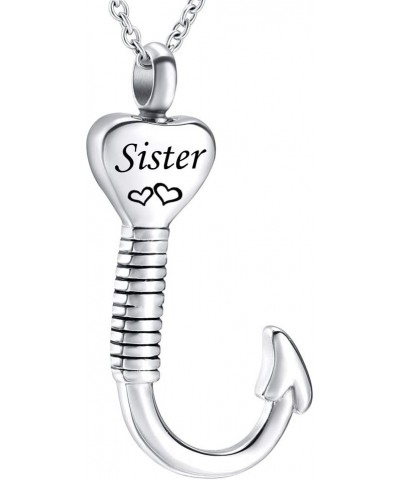 Cremation Jewelry Fish Hook Urn Necklace for Ash Holder Stainless Steel Memorial Pendant for Dad & Mom Sister $11.07 Necklaces