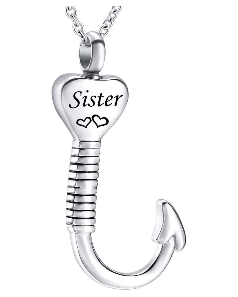 Cremation Jewelry Fish Hook Urn Necklace for Ash Holder Stainless Steel Memorial Pendant for Dad & Mom Sister $11.07 Necklaces