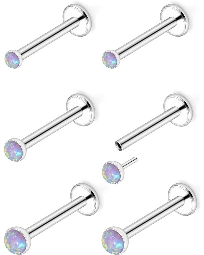 20G 18G Threadless Push in Nose Rings Studs Surgical Steel Pushin Nose Stud 2mm 2.5mm 3mm Round Opal Nose Piercing Jewelry fo...