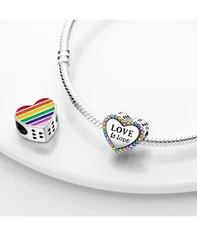 Multi Color Charms Fit Bracelets 925 Silver Colorful Zircon Rainbow Bead Love Heart Clip Charm Jewelry SSS-1401 SEC661 $9.66 ...