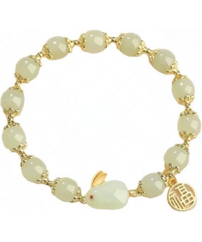 Jade Bracelet for Women Elegant and Charming Jade Rabbit Pendant Beaded Bracelet (Green) $8.81 Bracelets