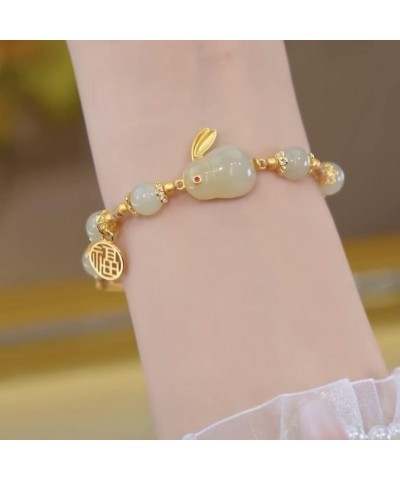 Jade Bracelet for Women Elegant and Charming Jade Rabbit Pendant Beaded Bracelet (Green) $8.81 Bracelets