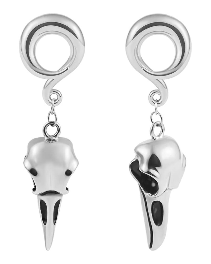 2PCS Ear Gauges Fashion Bird Skull Ear Hanger Weights for Stretched Ears Body Piercing Tunnels 316 Stainless Steel Hypoallerg...