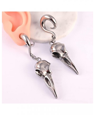 2PCS Ear Gauges Fashion Bird Skull Ear Hanger Weights for Stretched Ears Body Piercing Tunnels 316 Stainless Steel Hypoallerg...