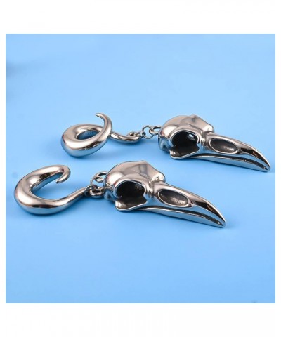 2PCS Ear Gauges Fashion Bird Skull Ear Hanger Weights for Stretched Ears Body Piercing Tunnels 316 Stainless Steel Hypoallerg...