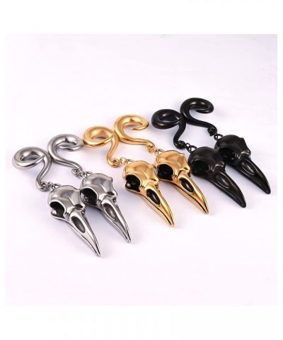 2PCS Ear Gauges Fashion Bird Skull Ear Hanger Weights for Stretched Ears Body Piercing Tunnels 316 Stainless Steel Hypoallerg...