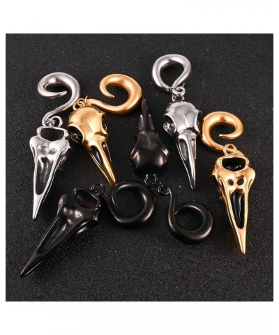 2PCS Ear Gauges Fashion Bird Skull Ear Hanger Weights for Stretched Ears Body Piercing Tunnels 316 Stainless Steel Hypoallerg...