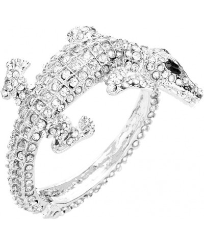 Rosemarie & Jubalee Women's Stunning Hinged Pave Alligator Wrap Bracelet, 2 Clear Crystal/Silver Tone $16.81 Bracelets