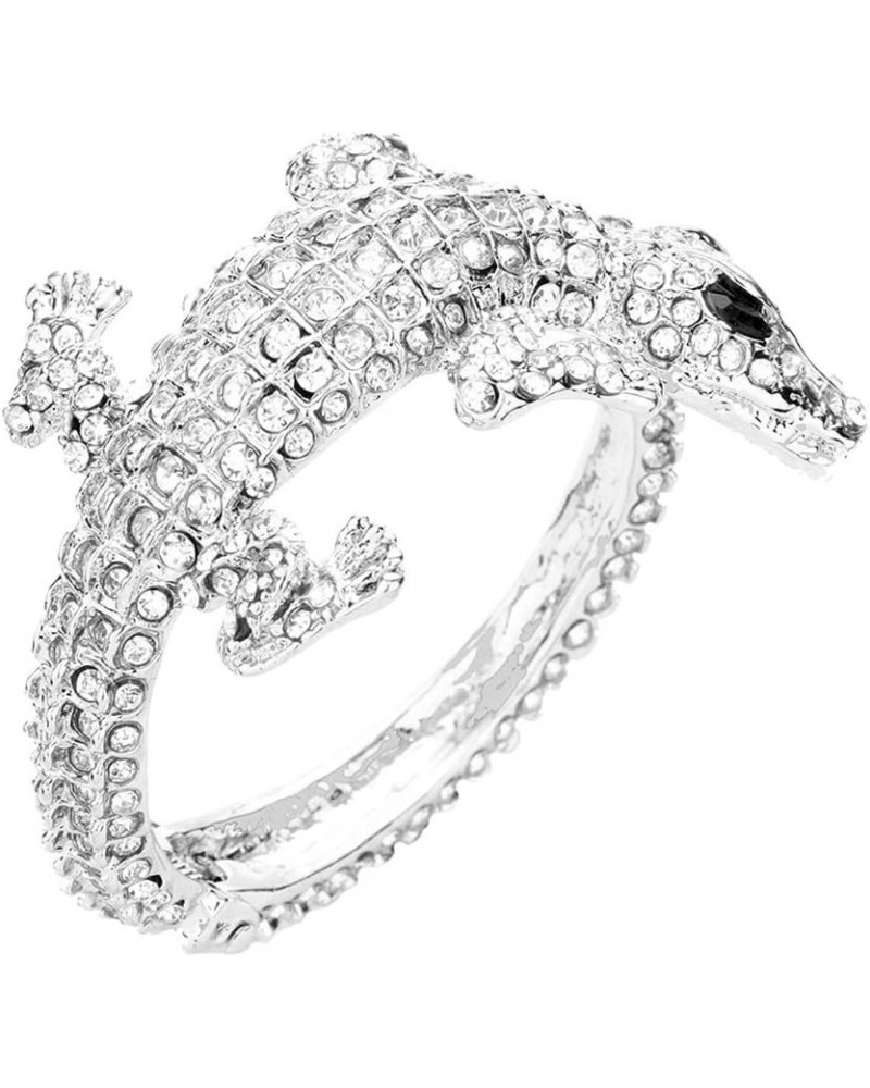 Rosemarie & Jubalee Women's Stunning Hinged Pave Alligator Wrap Bracelet, 2 Clear Crystal/Silver Tone $16.81 Bracelets