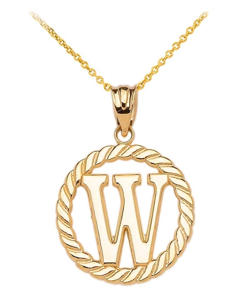 Polished 14k Yellow Gold Personalized Initial "A-Z" Roped Circle Pendant Necklace W $127.09 Necklaces