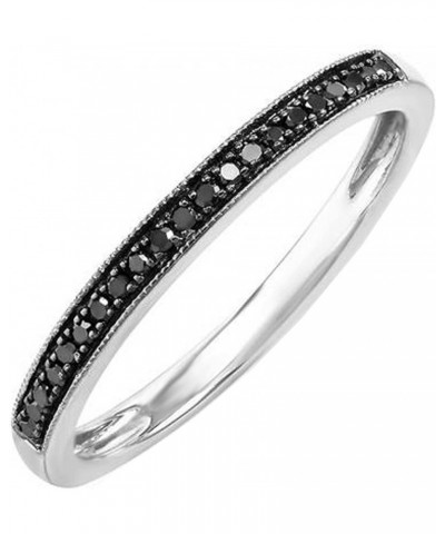 Round Black Diamond Anniversary Stackable Wedding Band (Color Black, Clarity Opaque) in 925 Sterling Silver 0.5 carats $74.54...