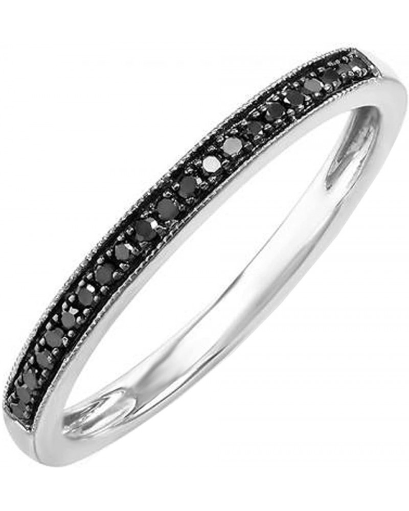 Round Black Diamond Anniversary Stackable Wedding Band (Color Black, Clarity Opaque) in 925 Sterling Silver 0.5 carats $74.54...