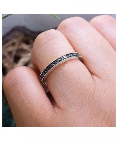 Round Black Diamond Anniversary Stackable Wedding Band (Color Black, Clarity Opaque) in 925 Sterling Silver 0.5 carats $74.54...