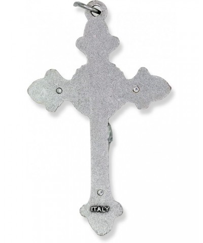 Bulk Pack of 5 - Large Flared Sunburst Fleur-De-Lis Crucifix Rosary Part - 2 1/8" Italian Silver Oxidized Finish Cross for Ro...