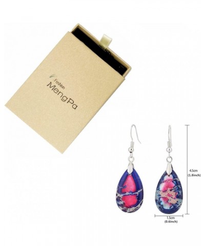 Stone Drop Earrings for Women Crystal Teardrop Leaf Shape Dangle Earring Z-Imitation Imperial Jasper-Rose Red $9.17 Earrings