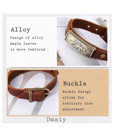 Vintage Leather Bracelets Brown Boho Bracelet Buckle Clasp Leaves Bracelets Handmade for Women and Men $7.27 Bracelets