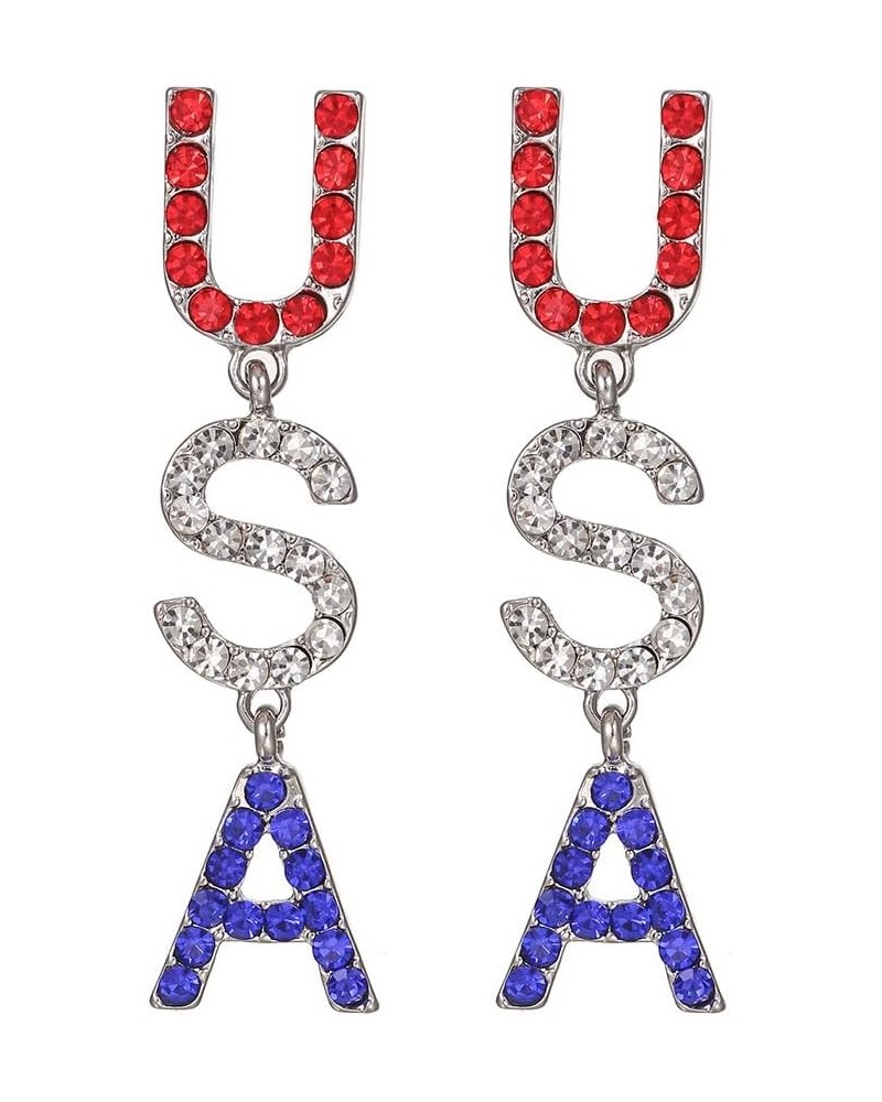 4th of July American Flag Earrings Patriotic Red White Blue USA Drop Dangle Earring,Independence Day Earrings Jewelry Gift fo...