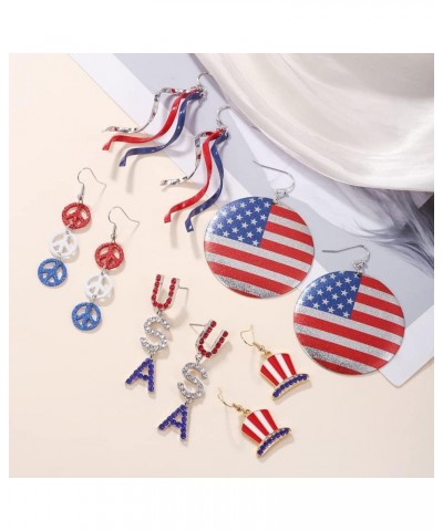 4th of July American Flag Earrings Patriotic Red White Blue USA Drop Dangle Earring,Independence Day Earrings Jewelry Gift fo...