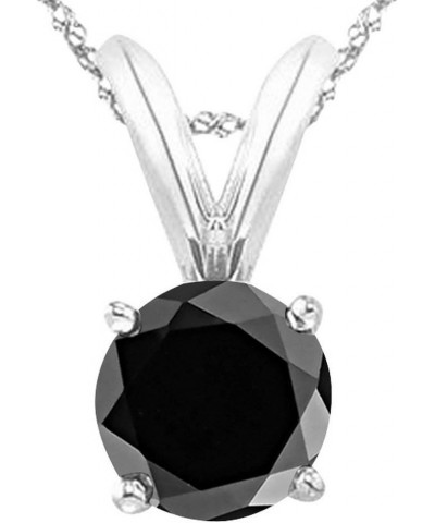 1/2-5 Carat Round Black Diamond 4 Prong Pendant Necklace (AAA Quality) W/ 16" Silver Chain 1.25 Carat black $249.78 Necklaces