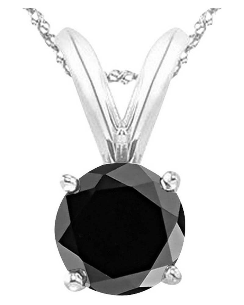 1/2-5 Carat Round Black Diamond 4 Prong Pendant Necklace (AAA Quality) W/ 16" Silver Chain 1.25 Carat black $249.78 Necklaces