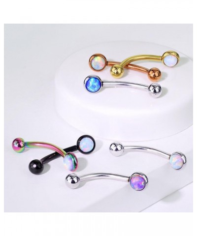 16 Gauge Opal Flat Set Curved Eyebrow 316L Surgical Stainelss Steel (Choose Color) Black/Opal White $7.94 Body Jewelry