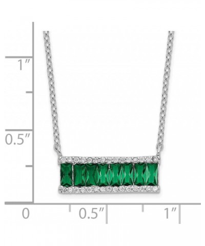 Cheryl M Sterling Silver Rhodium-plated Emerald-cut Green Nano Crystal and Brilliant-cut White CZ Bar 18 Inch Necklace QQCM15...