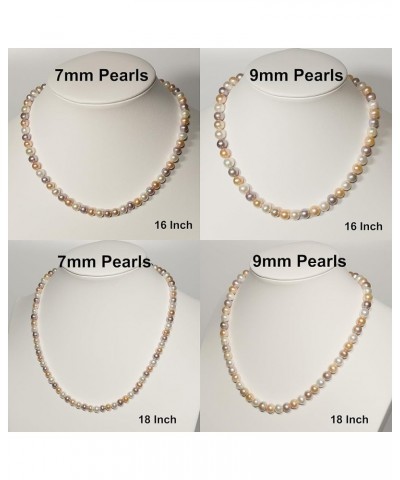 Multicolor Freshwater Cultured Pearl Necklaces for Women 16-48 Inch Strand AA Quality 14K White Gold Plated Sterling Silver C...