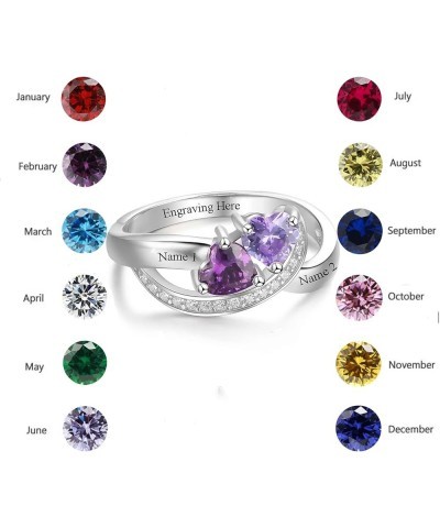 Personalized 2 Birthstones Ring with Natural Diamonds for Mothers Day,10K 14K 18K Solid Gold Custom Birthstones Rings Engrave...